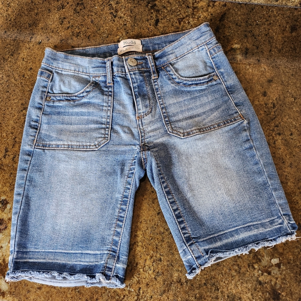 Mudd FLX Stretch Raw Hem Denim Jean Shorts Juniors size 5